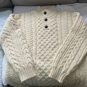 L.L. Bean Men's Irish Fisherman’s Cream Cable Knit Sweater